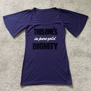 Brand New Vintage Purple Mini Dress Shirt with Elegant Butterfly Sleeves Size M